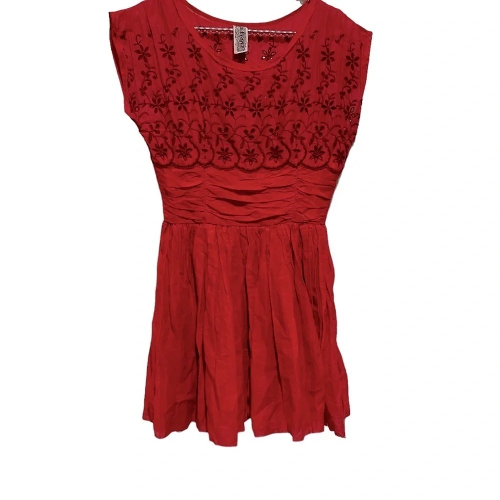 FREE PEOPLE EYELET GARDEN DAY CORAL EMBROIDERED SLEEVELESS MINI COCKTAIL DRESS 4